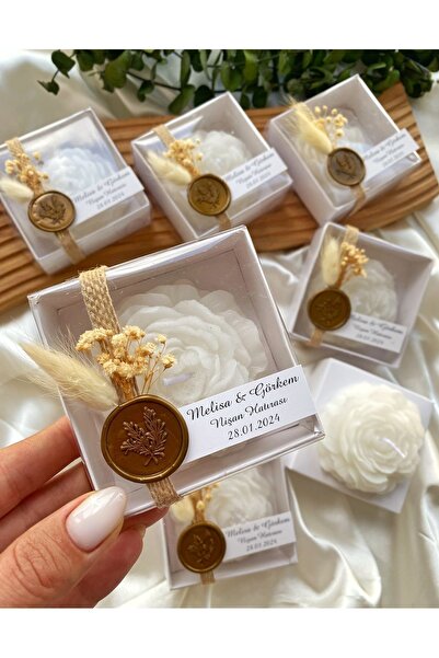 Gami Handmade Kutulu Şakayık Mum Söz, Nişan, Nikah, Mevlüt, Doğum günü, Düğün...