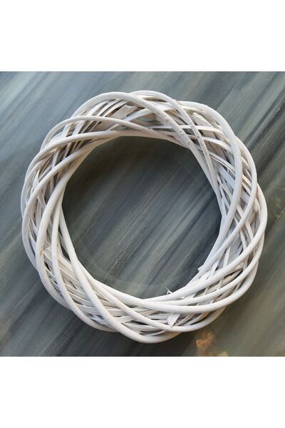 lolipophobi Doğal Ahşap Kapı Çelenk Beyaz 30 Cm Kalın, Kapı Süsü, Halka