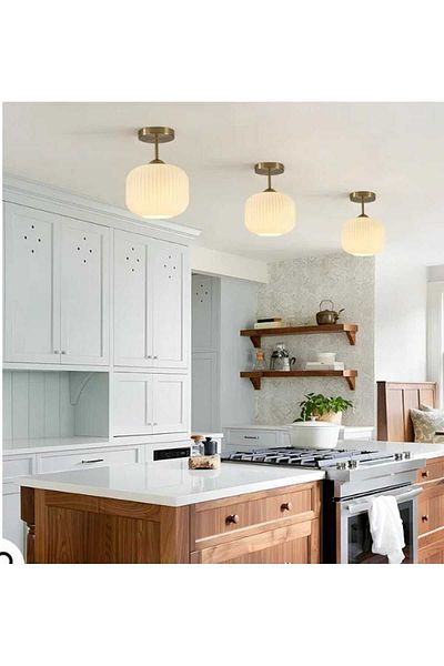 demet habek mylights Mylights Opal White Ceiling Matte Gold Gold Body Detail Sports Single Chandelier Room Kitchen Living Room Hall