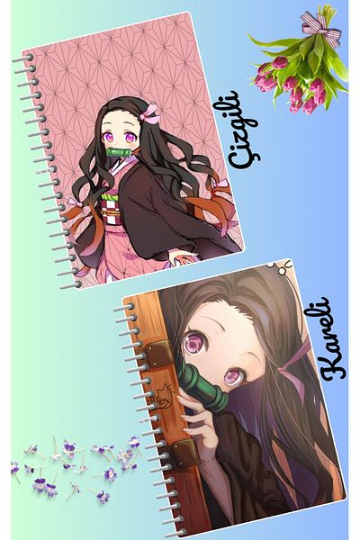 animeandyourworld Nezuko Komado Notebook Set 2 Pieces A4 Size 21*30 Lined Checked 60 Pages