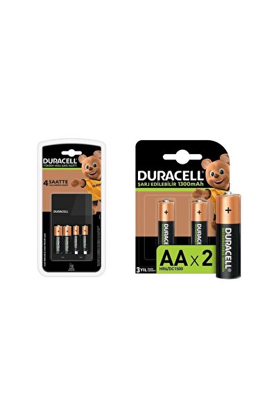 Duracell CEF 14 Şarj Aleti ve Şarj Edilebilir 1300 mAh AA 2'li Pil Seti