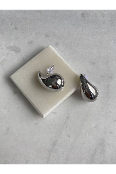 Lila takı Steel Silver Small Size Drop Earrings