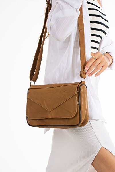 Erzeno Hnědá dámská taška přes rameno a přes rameno z pravé kůže