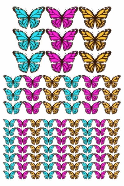 Kt Grup مجموعة ملصقات حائط على شكل فراشة ملونة كبيرة مكونة من 90 قطعة - غرفة ...