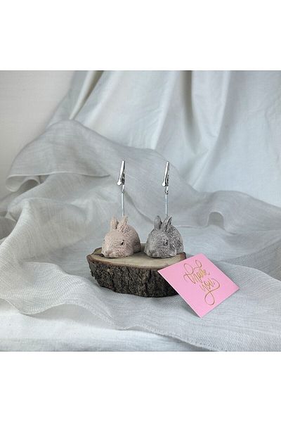 oasis decoration Mink Antique and Cream Rabbit 2-Piece Note Holder Set, Photo Holder