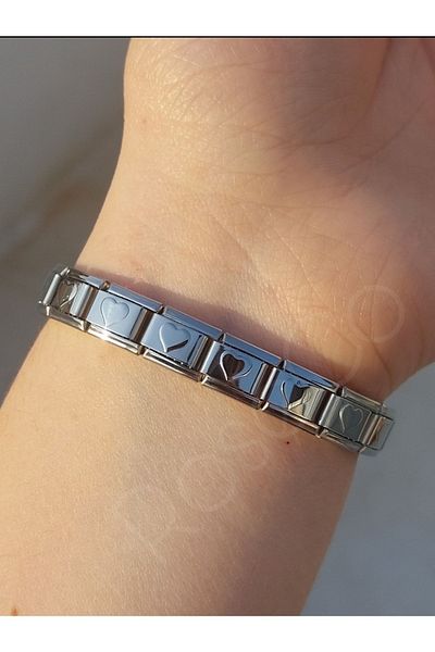 RoseCo00 Steel Italian Charm Bracelet