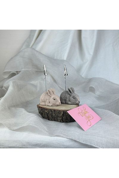 oasis decoration Mink Antique and Cream Rabbit 2-Piece Note Holder Set, Photo Holder
