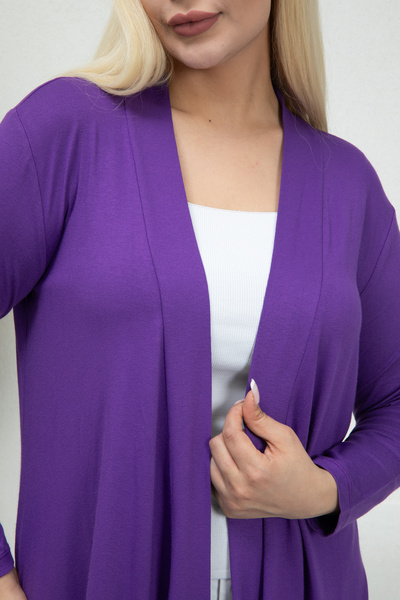LİKRA Plus Size Asymmetrical Viscose Cardigan - Loose and FlexiBle