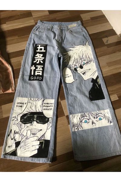 Gofeel Y2k Anime με μοτίβο Gojo Baggy Unisex παντελόνι που πλένεται