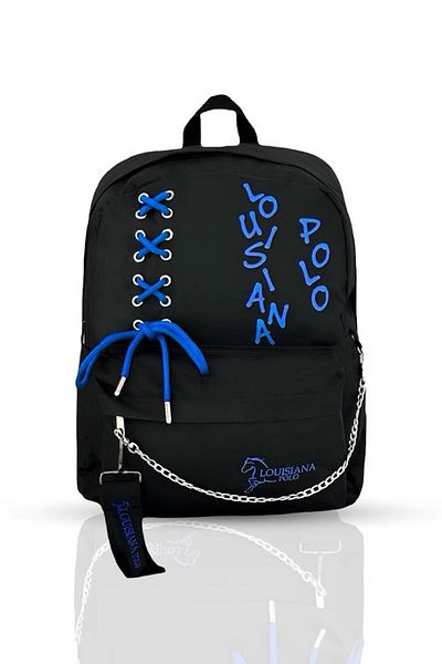 louisiana polo Black Blue School Bag with Laptop Compartment - 1141