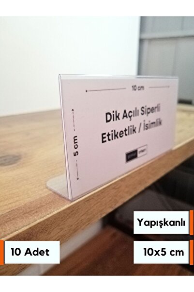 Şeffaf Etiket 10 Adet PVC Etiketlik 10x5 cm Raf Önü Siperli Ürün isimlik Fiya...