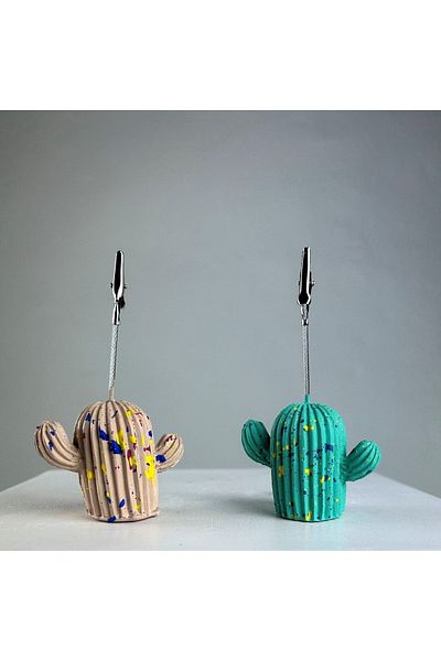oasis decoration Mint Ice Green Cactus Splash 2 Pieces Note Holder Set