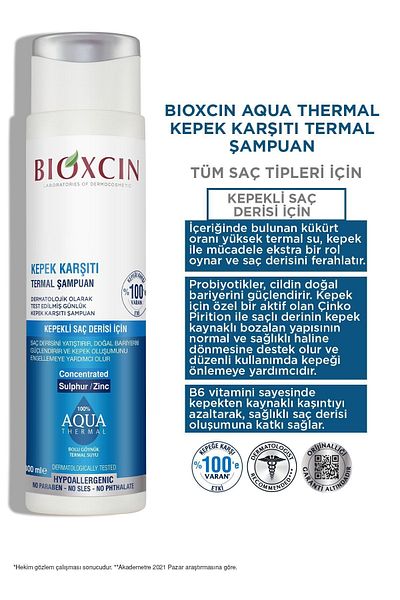 Bioxcin 300ml Aqua Thermal Anti-dandruff Shampoo - All Hair Types 3 Pack