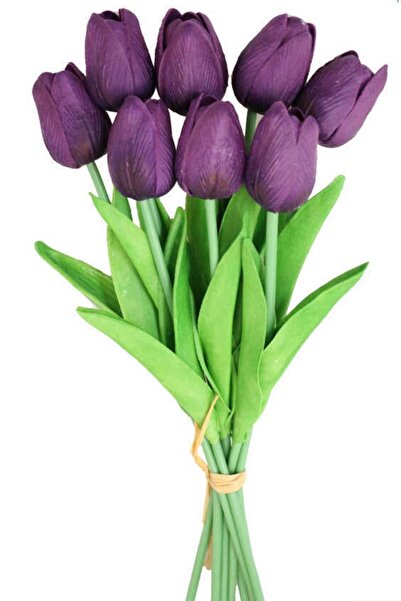 RUZGARCİCEK زهرة الرياح الاصطناعية 8 قطع توليب أرجواني رخامي