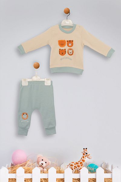 Kinder Baby Baby Boy Lion Embroidered 2-piece Set -ElciBaby 6910