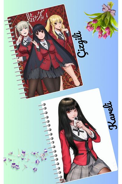 animeandyourworld Kakegurui anime notebook set 2 pcs A4 size 21*30 striped + checked 60 syf