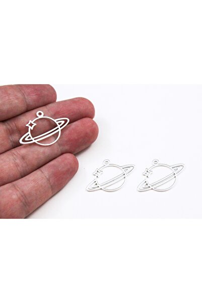 yfhobi 1 Adet - RODYUM KAPLAMA (KARARMAZ) Satürn Lazer Kesim Kolye Ucu, Küpe,...