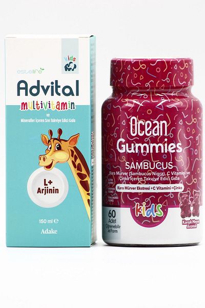 Ocean Sambucus Gummies Kids - 60 GeL TabLets, AdvitaL L+ Arginine 150ml Syrup