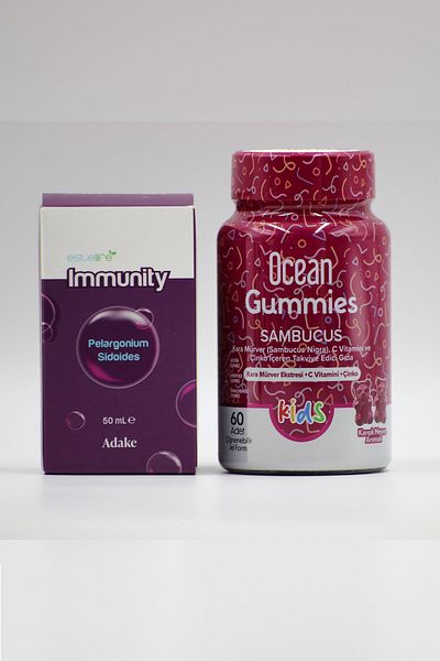 Ocean Sambucus Gummies Kids - 60 Gel Tablets, African Geranium Drops, 50ml Immunity Booster