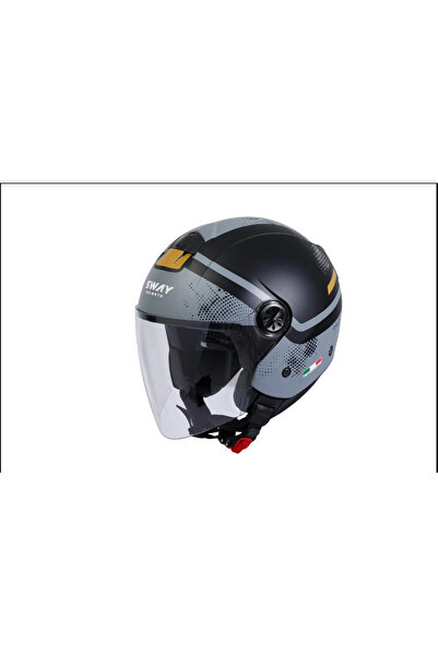 Sway KASK SW 715 GEMINI BLACK GREY YARIM KASK  SİYAH-GRİ