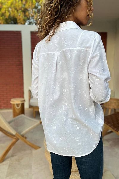 Güneşkızı Cămașă albă de damă cu broderie - largi BST700-3398