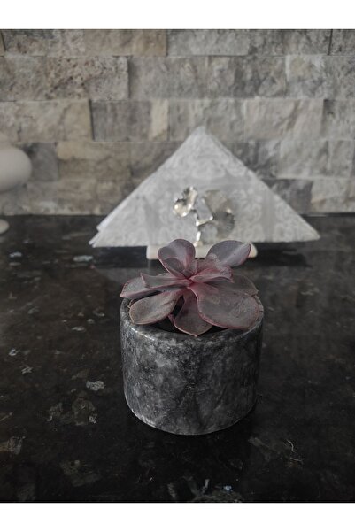 Zeybek Marble Μαρμάρινο Succulent μπλε κοβαλτίου & Μίνι Κηροπήγιο