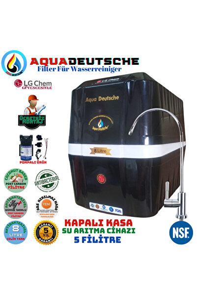 AQUA DEUTSCHE PREMIUM SİYAH BEYAZ 8 LT POMPALI ÜCRETSİZ MONTAJ GÜMÜŞ İYON TAT...