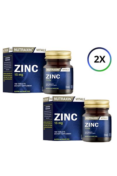Nutraxin zinc Sulphate 15 mg - 100 Tablets and 100 ml Facial Cleansing Gel, Containing zinc Sulfate (X2) and (X1) Pieces