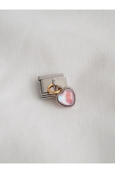 Planet Butik White Heart - Italian Charm Dangle