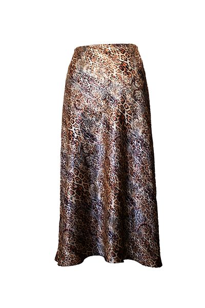 Mita Concept Leopard Print Elastic Satin Skirt