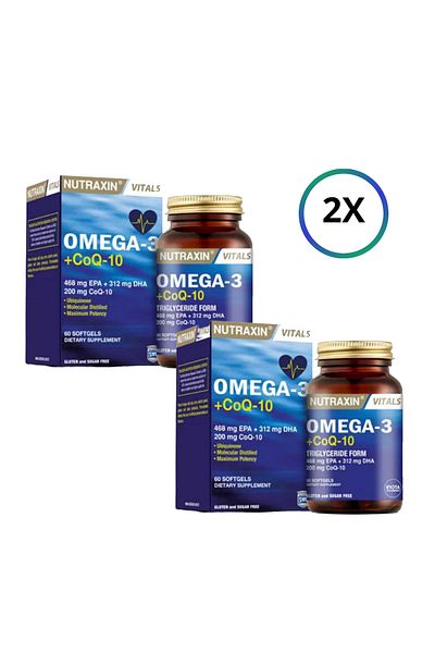 Nutraxin Vitals Omega-3 + Co-Q10 60 Softgel - Facial Cleansing Gel (X2 Pcs)