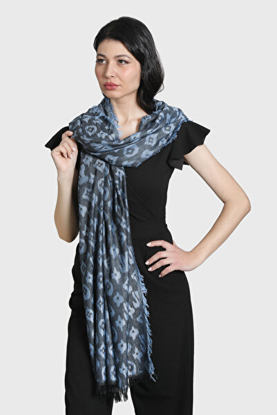 Mystic MAVİ SİYAH  %100 pamuk şal