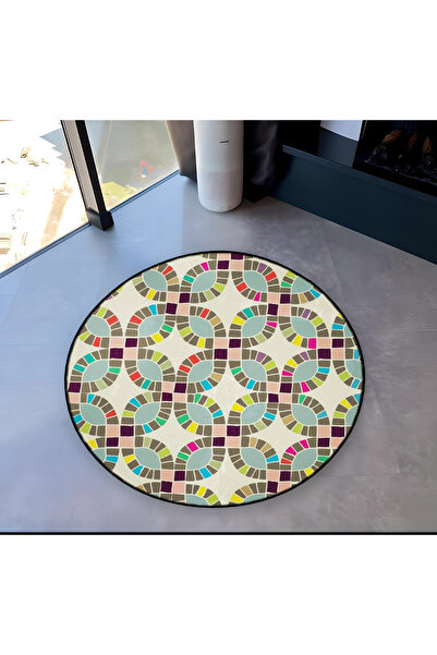 Rugs Modern Halı Mira Round Multicolored Shapes Patterned Woven Base Modern D...