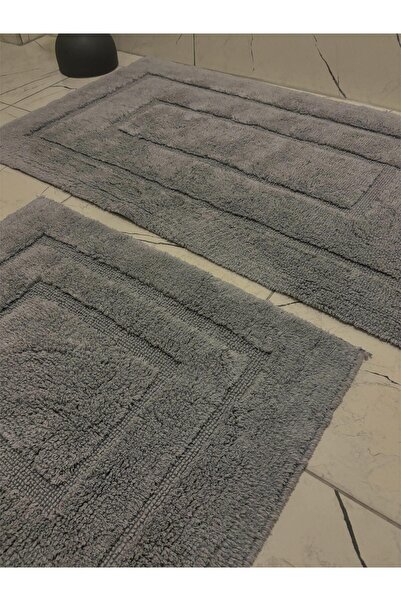 MaVaux Plush Set of 2 Natural Cotton Bath Mat - 60x100 50x60 Cm