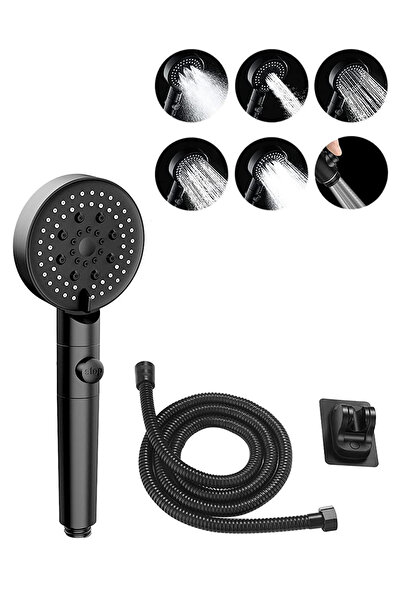 Factorial 5 Fonksiyonlu Duş Başlığı Seti Su Tasarruflu Banyo Fiskiyesi Askılı...