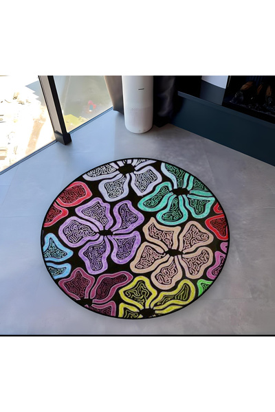 Rugs Modern Halı Mira Round Multicolored Flowers Detailed Woven Base Modern D...