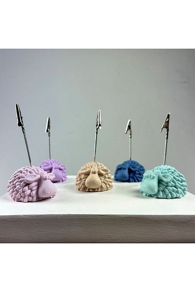 oasis decoration Lamb Note Holder Set of 5 (pink-gray Blue-lilac-mint - Cream)