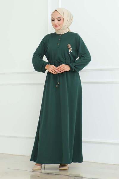 MG Φόρεμα με κορδόνια σε σμαραγδένιο πράσινο χρώμα