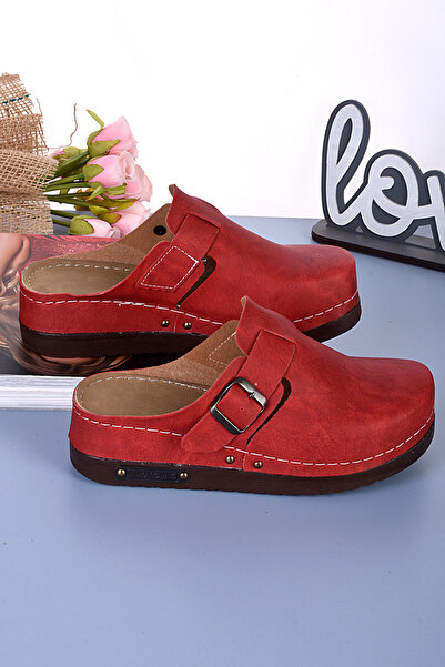 DOGİYE 3071 Red Colored Anatomical Slippers