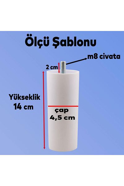 Badem10 Mobilier Canapea Fotoliu Baza Upgrade M8 Șuruburi Dinți Fini Suport Picior Picioare Alb 14cm 4Buc
