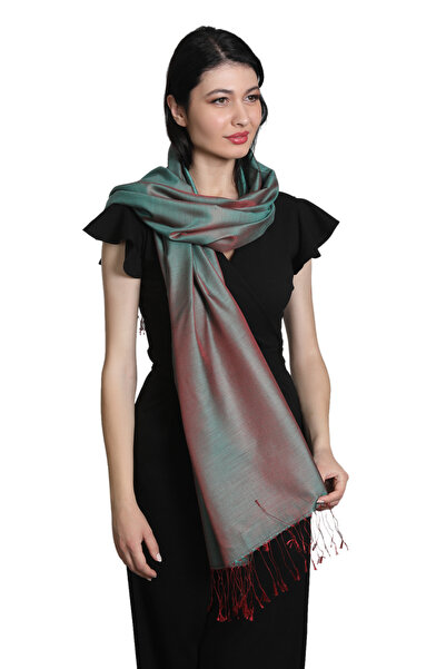 Mystic Yeşil Multi Saten İpek Şal