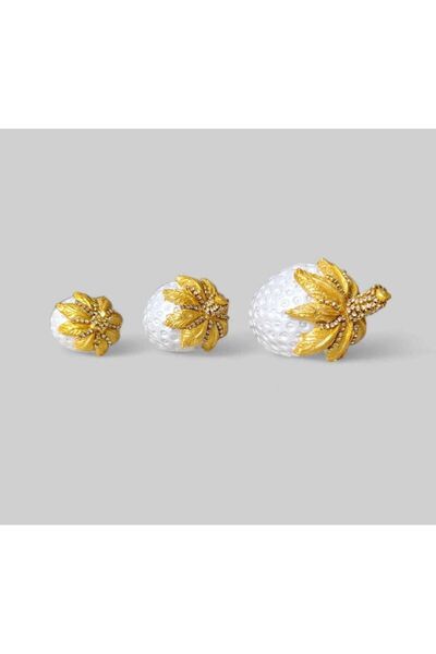 rakaymu Kristal Taşlı 3 lü Çilek Dekoratif Biblo Heykel Obje Seti