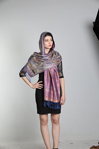 Mystic Mor Multi %100 İpek Çift Taraflı Şal