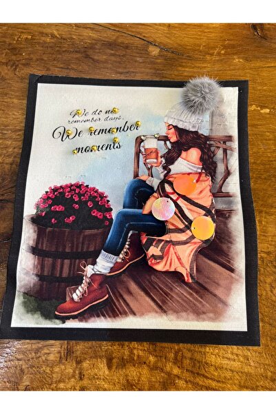 Gönülden Tasarım Stema fetiței 23x19 cm - Aplicație de cusut cu pompon cu margele 3D