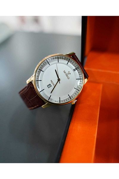 Raymond Men's Wristwatch - Brown Cord, Classic Design