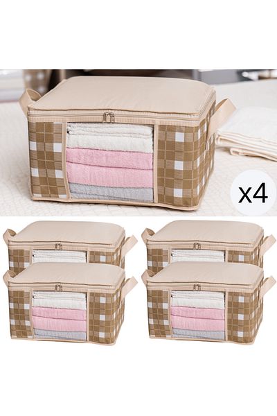AYHANHOME Organizer παραθύρων μικρού μεγέθους με καρό σχέδιο 4 τεμαχίων - Organizer κάτω από το ντουλάπι κάτω από την βάση 40X30X20cm
