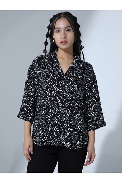 Hubberholme By Styli Ditsy Print Notch Lapel Relaxed Fit Shirt