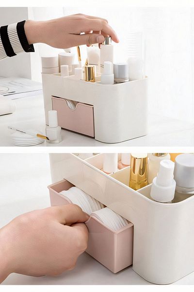 Serebien Home Collection 7 Compartment Makeup Cosmetic Organizer with Drawers - Multi-Purpose Organizer - Office, Bathroom, Makeup Box