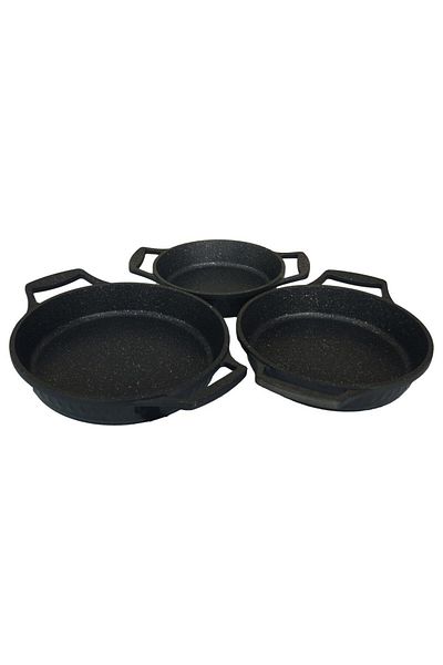 MAAS Diamond 3 Piece Cast Iron Granite Sahan Set 18-20-22 cm Black