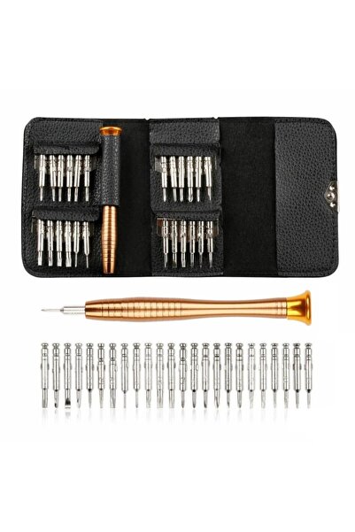 NEWSTORE HOME 25 Parça Mıknatıslı Tornavida Seti Deri Çantalı Laptop Gözlük S...